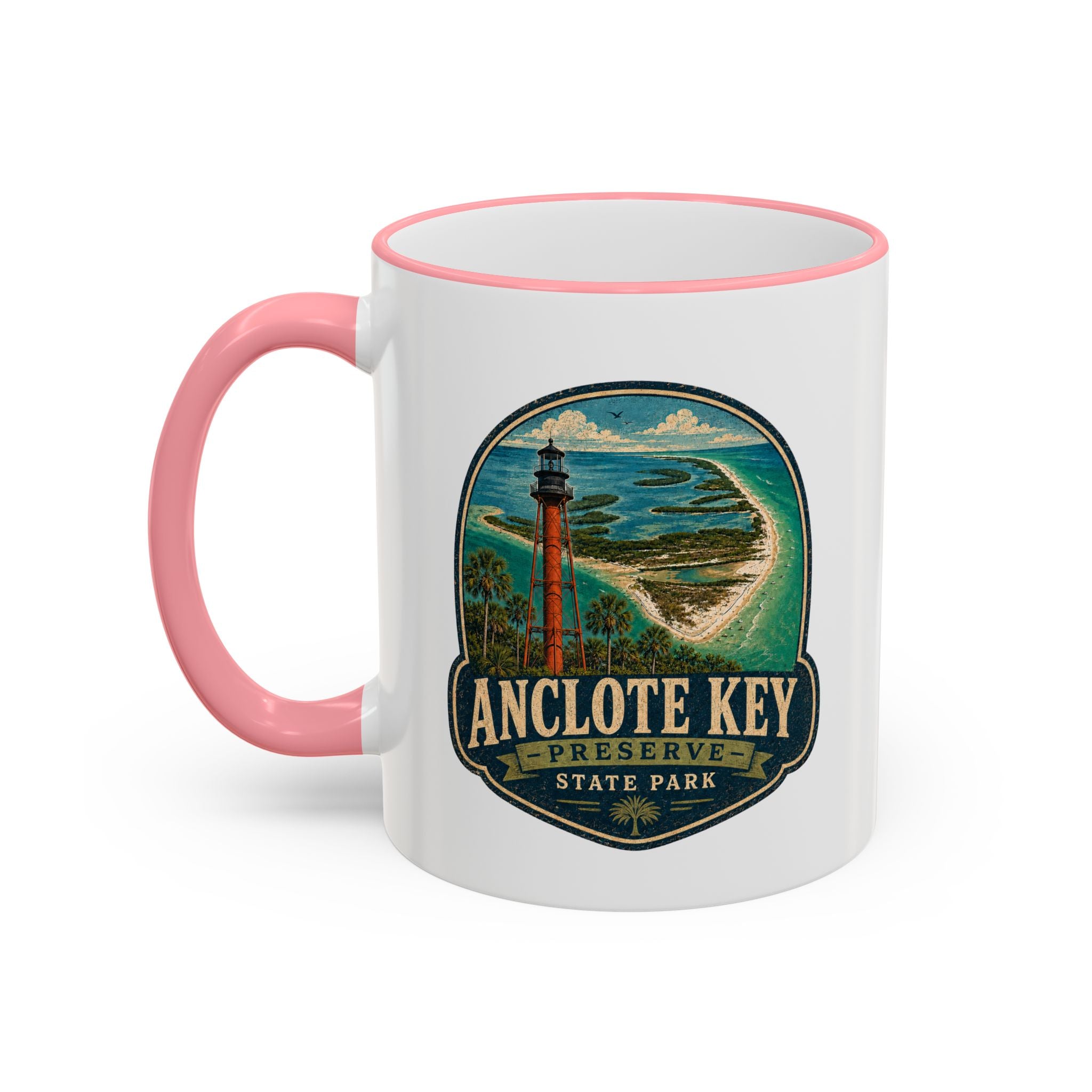 Anclote Key Vintage Mug — Accent Rim & Handle 11oz/15oz