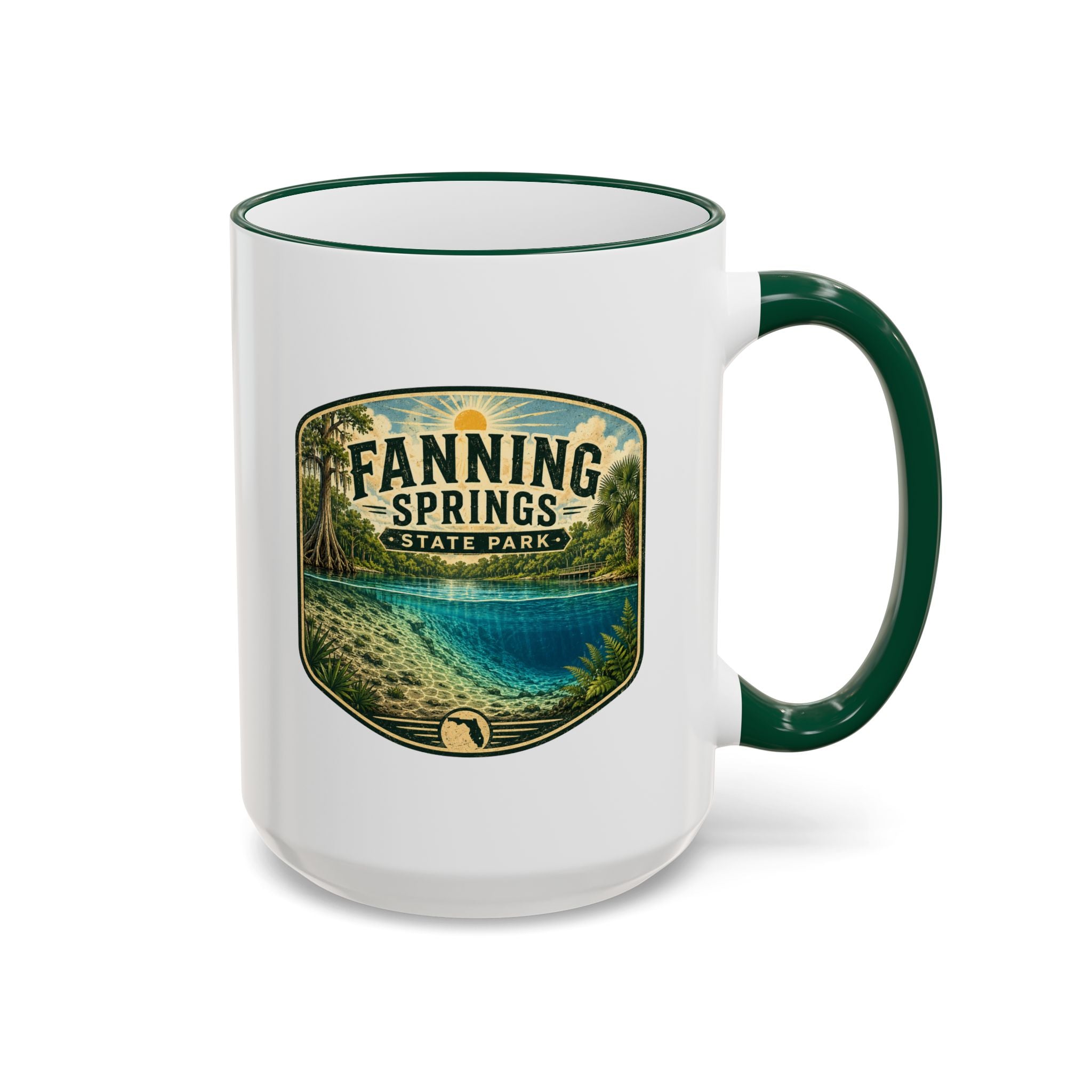 Fanning Springs Vintage Mug — Accent Rim & Handle 11oz/15oz