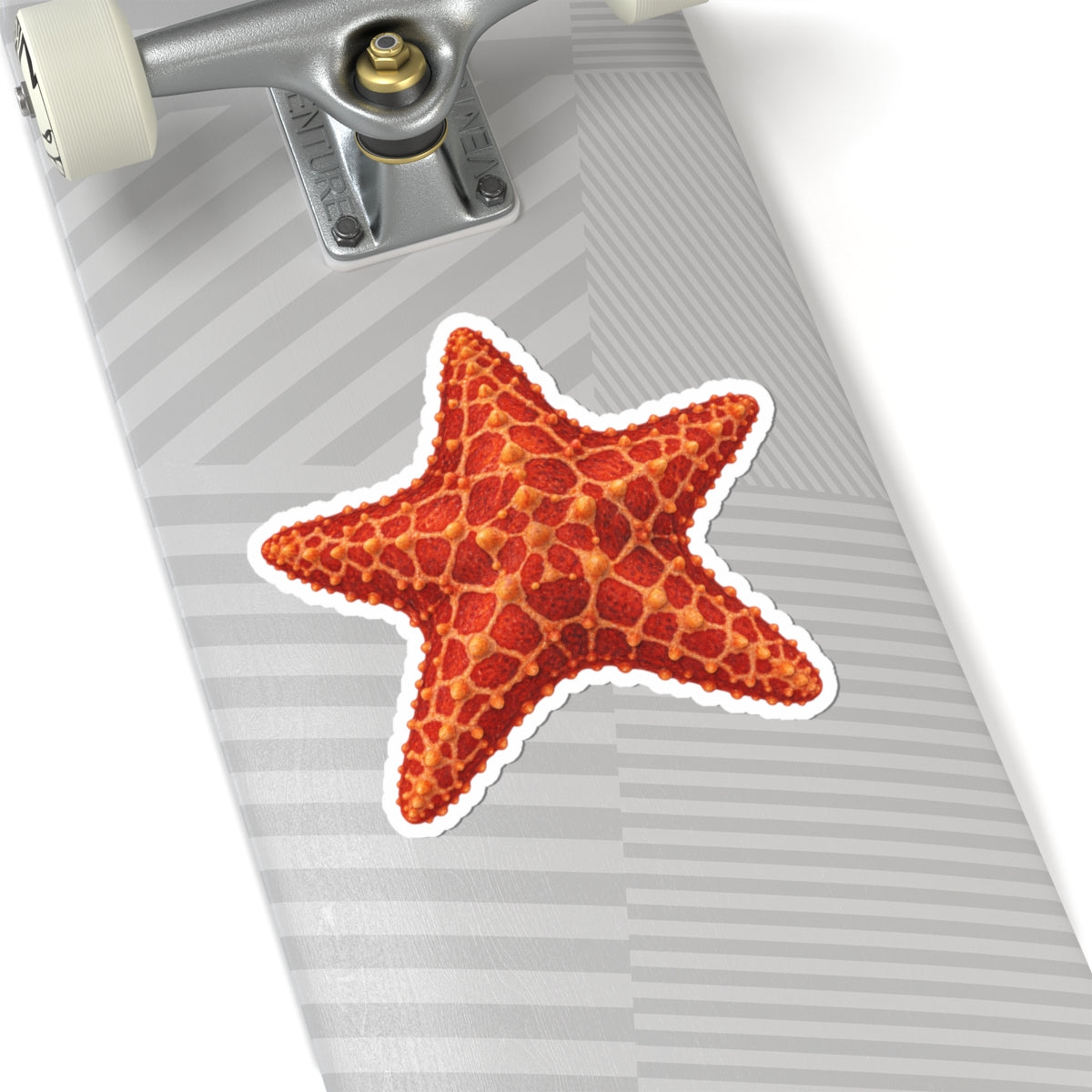 Red Cushion Starfish Kiss-Cut Sticker — Realistic Decal