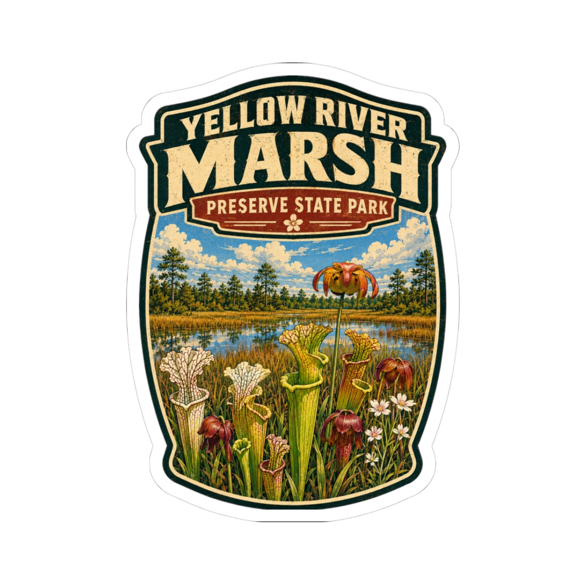 Yellow River Marsh Preserve State Park Sticker — Vintage Botanical Park Decal