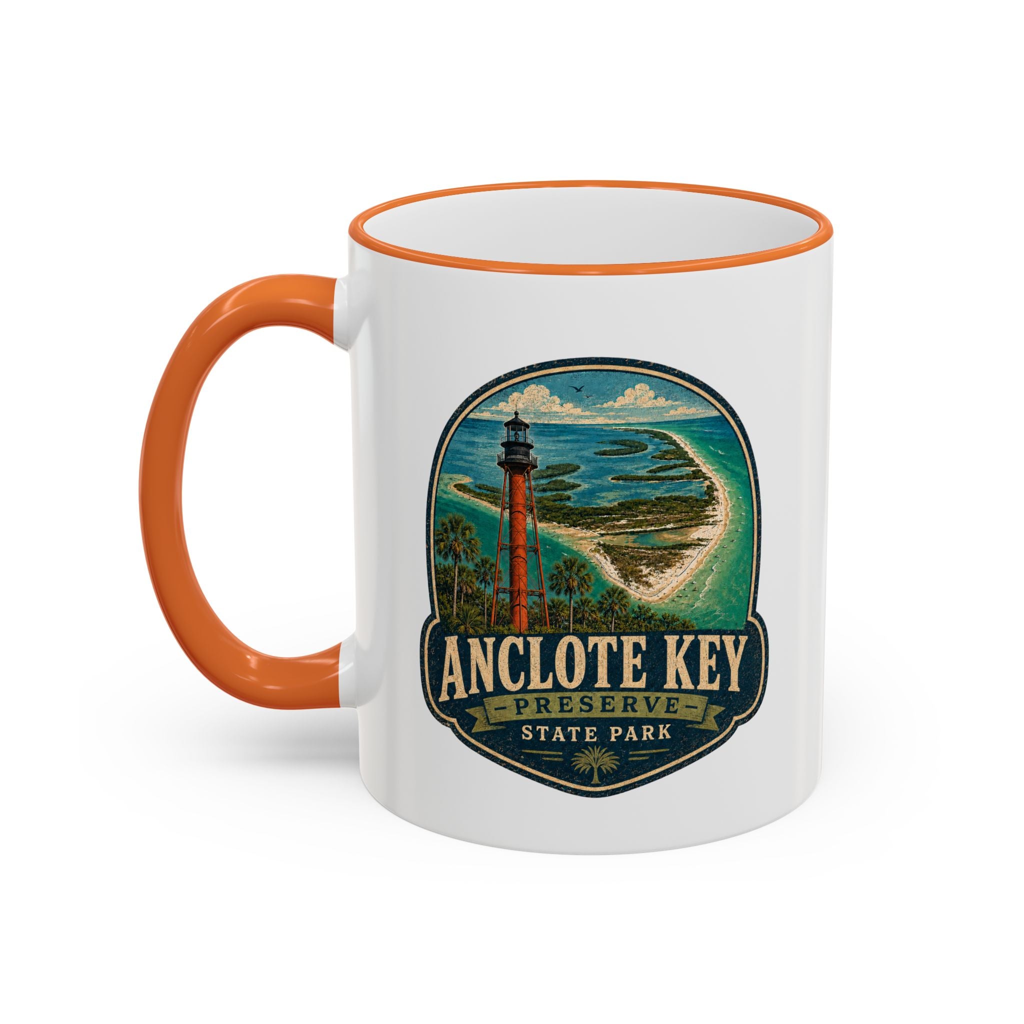 Anclote Key Vintage Mug — Accent Rim & Handle 11oz/15oz