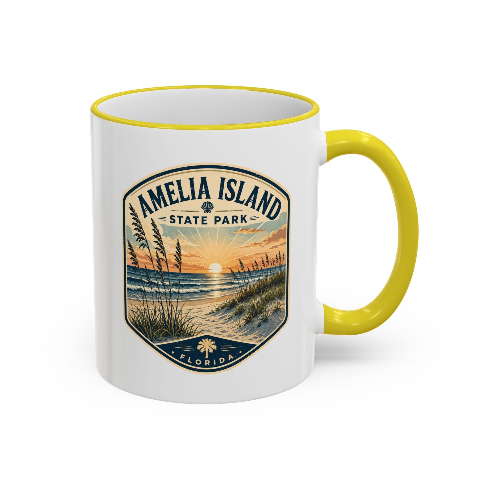 Amelia Island Vintage Mug — Accent Rim & Handle 11oz/15oz