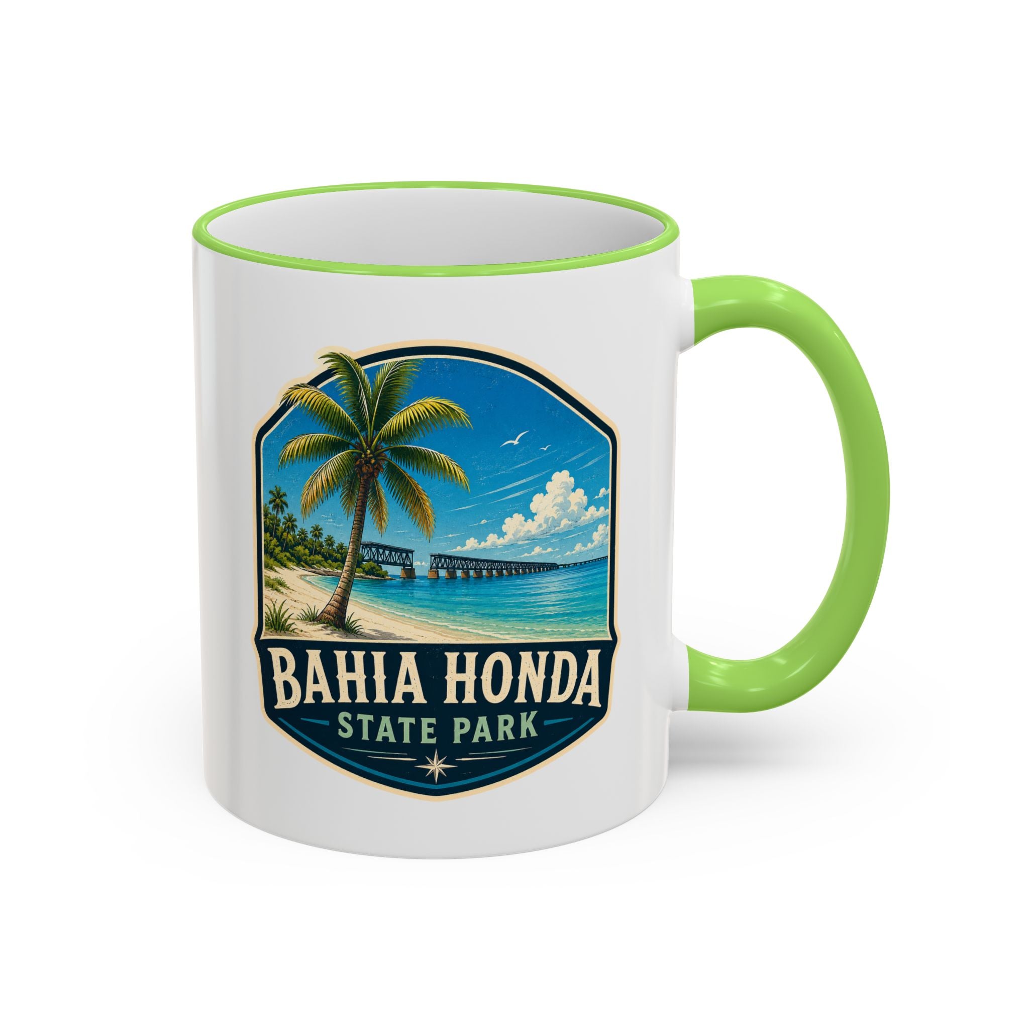Bahia Honda Vintage Mug — Accent Rim & Handle 11oz/15oz