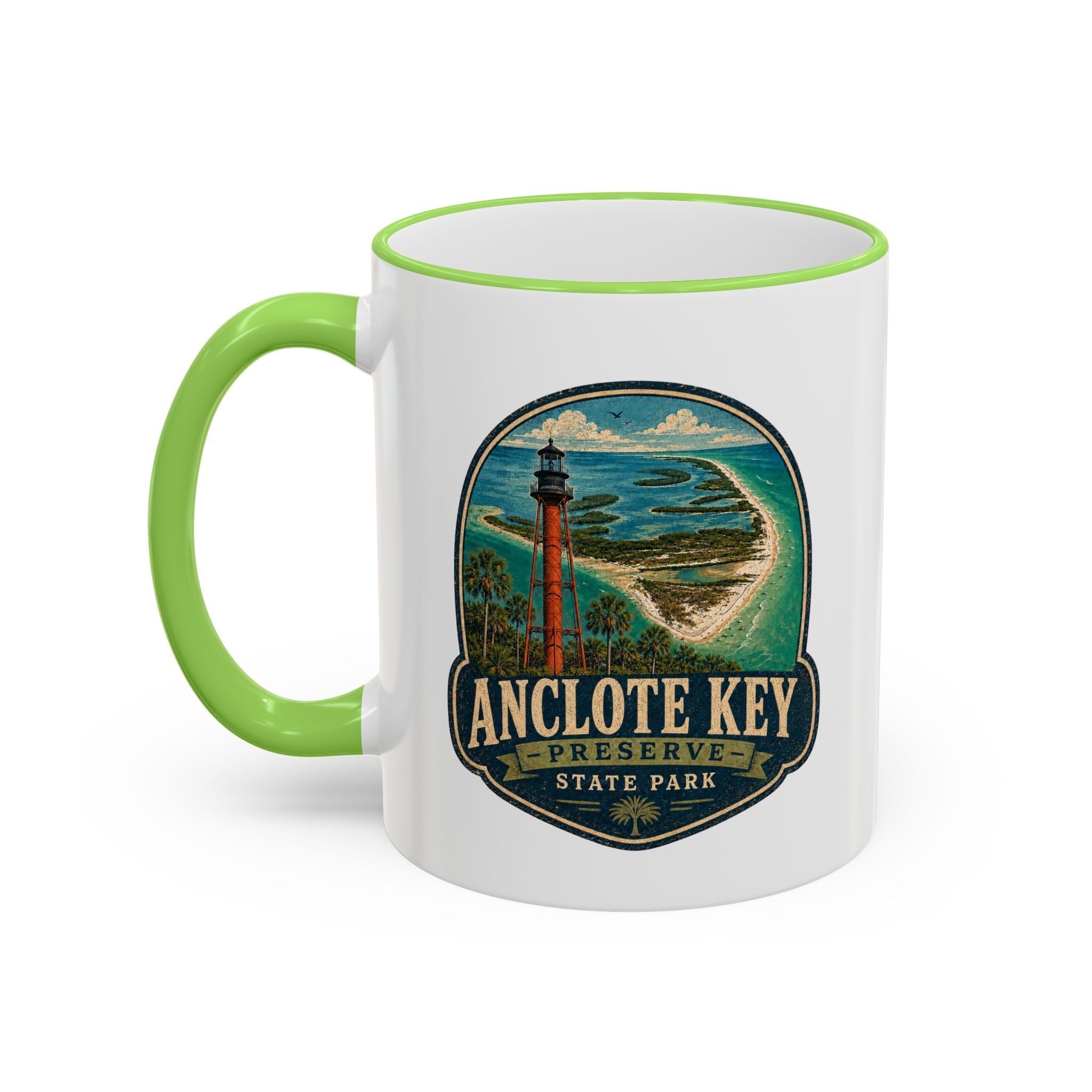 Anclote Key Vintage Mug — Accent Rim & Handle 11oz/15oz